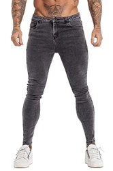 GINGTTO Herren Slim Fit Stretch Jeanshose Designer Denim Hose Jeans (32) Grau
