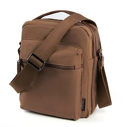 Herren Canvas Umhängetasche Lässige Umhängetasche Vintage Arbeitstasche Geldbörse Männer Umhängetasche mit Griff oben,Braun