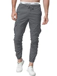ZOEREA Herren Hosen Jogginghose Slim Fit Casual Chino Cargo Jogger Stretch Sporthose mit Taschen Streetwear Freizeithose Grau