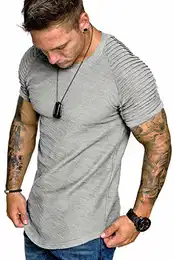 Sportshirt Herren Kurzarm T Shirts Männer Funktionsshirt Fitnessshirt für Running Jogging Gym Tee Hellgrau M