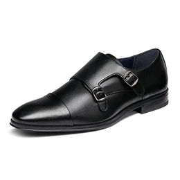 Herren Monk Strap Loafer Schuhe Slip On Mokassins Anzugschuhe Klassischer Business Monkstrap Mönch Schnallenschuh SCHWARZ SBOX2222M-E Größe 43 (EUR)