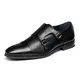 Bruno Marc Herren Monk Strap Loafer Schuhe Slip On Mokassins Anzugschuhe Klassischer Business Monkstrap Mönch Schnallenschuh SCHWARZ SBOX2222M-E Größe 43 (EUR)