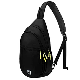 Sling Bag Herren Damen, Schultertasche Herren Damen Schwarz Wasserdicht Klein Sportlich, Brusttasche Crossbag Crossbody Bag Backpack Umhängetasche Herren Damen Daypacks Bodybag, Schwarz