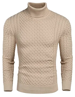 COOFANDY Pullover Herren Rollkragen Strickpullover Aprikose COOFANDY Pullover Herren Rollkragen Strickpullover Aprikose