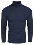 COOFANDY Pullover Herren Rollkragen Strickpullover Navy blau