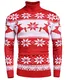 COOFANDY Herren Weihnachtspullover Strickpullover Norweger Rollkragen Pullover Winter Winterpullover für Männer Winter Warme Weihnachtsrot S