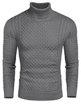 COOFANDY Pullover Herren Rollkragen Strickpullover Mittelgrau