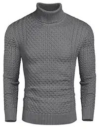 Pullover für HerrenRollkragenpullover Baumwolle Sweatshirt Langarm Winter Rollkragen Pulli Männer Winterpullover Mittelgrau M