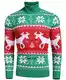 COOFANDY Herren Weihnachtspullover Rollkragenpullover Christmas Sweater Pullover mit Rundhalsausschnitt Norwegerpullover Weihnachtsgrün M