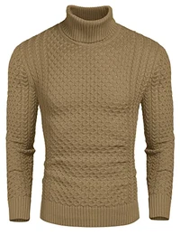 Herren Rollkragenpullover Strickpullover Feinstrick Pullover Rollkragenpulli Sweatshirt Sweater Turtle Neck Rolli Pulli Solid Winter Warme Kaffee M