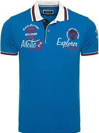 Kurzarm Poloshirt für Herren 100% Baumwolle • Herren Polo Shirt mit Stickerei • Angenehmes Regular Fit Shirt 4634 Sachs M