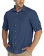 33,000ft Funktionshemd Herren UPF50+ UV-Schutz Langarm Hemd Atmungsaktiv Button-Down-Hemd Outdoor Sportliches Freizeithemd Angelhemd Für Männer Dunkelblau M