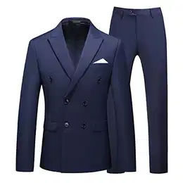 Zweireiher Herrenanzug 2 Teilig formeller SlimFitAnzug mit spitzem Revers Büro Blazer Hose