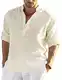 PADOLA Leinenhemd Herren Hemd Herren Langarm Henley Shirt Herren Sommerhemd Strandhemd Leinen Freizeithemden Linen Shirt Men (3 Beige, M) PADOLA Leinenhemd Herren Hemd Herren Langarm Henley Shirt Herren Sommerhemd Strandhemd Leinen Freizeithemden Linen Shirt Men (3 Beige, M)