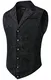 HISDERN Herren Paisley Formelle Weste Schwarz Bedruckt Gothic Steampunk Vintage Revers Weste Glänzend Hochzeit Party Weste für Anzug oder Smoking (Schwarz, M)