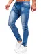 BOLF Herren Jeans Jogger Cargohose Denim Style Sweathose Jogg Used Look Jeanspants Destroyed Freizeit Casual Style Slim Fit Narrow Leg MP00532B Blau M [6F6]