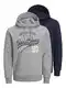 Jack & Jones Men's JJETHAN Sweat Hood 2PK MP NOOS Kapuzenpullover, Navy Blazer/Pack:Navy Blazer+LGM, M