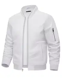 Leichte Sommerjacke Herren Bomber Jacke Frühling Sommer Herrenjacke Übergangsjacke Herbst Weiß L