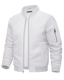 KEFITEVD Bomberjacke Herren Übergangsjacke Weiß