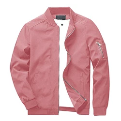 KEFITEVD Bomberjacke Herren Übergangsjacke Grau/Pink