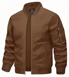 Sommerjacke Herren Leicht Jacke Frühjahr Windbreaker Stehkragen Frühlingsjacke Cargo Jacke Männer Blouson Braun M