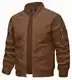 KEFITEVD Sommerjacke Herren Leicht Jacke Frühjahr Windbreaker Stehkragen Frühlingsjacke Cargo Jacke Männer Blouson Braun M