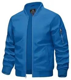 Jacke Herren Dünn Leicht Übergangsjacke Sommer Herbst Bomber Blouson Männer Bomberjacke Übergang Baseball Jacke Stehkragen Blau-Grün M