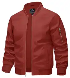 Leichte Sommerjacke Herren Bomber Jacke Frühling Sommer Herrenjacke Übergangsjacke Herbst Orange M