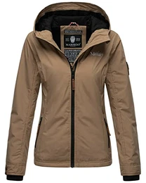 Damen Frühlings Jacke Übergangs Jacke Windbreaker Regenjacke Outdoor Jacke Brombeere, Farbe:Taupe, Größe:XL 42