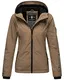 MARIKOO Damen Frühlings Jacke Übergangs Jacke Windbreaker Regenjacke Outdoor Jacke Brombeere, Farbe:Taupe, Größe:XL 42