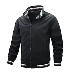 Frühling Herbst Männer Bomberjacke Casual Herren Outwear Windreaker Reißverschluss Mäntel Baseball Jacken Mann Kleidung (Black, M)