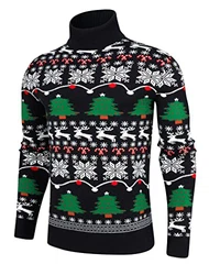 AIDEAONE Männer Pullover Rollkragen Turtleneck Strickpullover Stehkragen Sweater Slim Fit Basic Feinstrick Schwarz/Mischfarben/Gelb/Weiß/Braun
