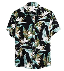 Onsoyours Herrenhemd Kurzarm Oversize Hawaiihemd Schwarz