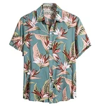 Onsoyours Herrenhemd Kurzarm Oversize Hawaiihemd Grün
