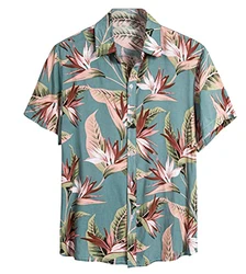 Onsoyours Herrenhemd Kurzarm Oversize Hawaiihemd Grün