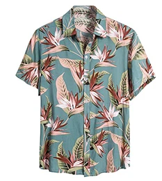 Herren Hemd mit Muster Kurzarmhemd Oversize Shirt Männer Shirts Bunte Herrenhemden Casual Locker 3D Gedruckt Sommerhemden Kent Kragen Hawaiihemd J Grün M