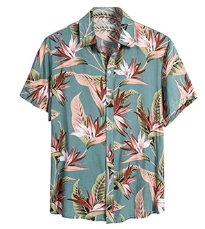 Onsoyours Herrenhemd Kurzarm Oversize Hawaiihemd Grün