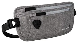 ® Bauchtasche Damen Herren (S) Gürteltasche Reise Zubehör, RFID Blocker, Hüfttasche stylisch, Geldgürtel Money Belt flach (Silber-Grau meliert)