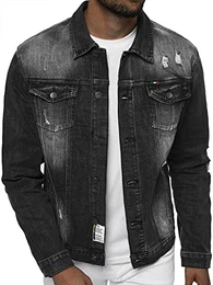 Herren Jeansjacke Jacke Jeans Übergangsjacke Sommerjacke Frühlingsjacke Herbstjacke Vintage Herrenjacke Herbst Übergangs Denim Bikerjacke Jacket Übergangs NB/MJ511GZ GRAU M