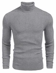 Tinkwell Herren Rollkragen Pullover Langarmshirt Slim Fit Dunkelgrau