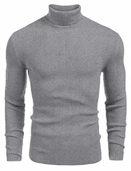 Tinkwell Herren Rollkragen Pullover Langarmshirt Slim Fit Dunkelgrau