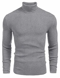 Pullover Herren Feinstrick Rollkragenpullover Slim fit Freizeit Warme Langarm Rollkragen Pulli für Herren (Dunkelgrau M)