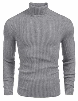 Tinkwell Herren Rollkragen Pullover Langarmshirt Slim Fit Dunkelgrau