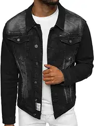 Herren Jeansjacke Jacke Jeans Übergangsjacke Sommerjacke Frühlingsjacke Herbstjacke Vintage Herrenjacke Herbst Übergangs Denim Bikerjacke Jacket Übergangs NB/MJ512NZ SCHWARZ M