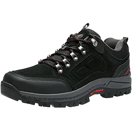 Wanderschuhe Herren Outdoor rutschfest Trekkingschuhe Männer Hiking Schuhe für Camping Wandern,Schwarz,43 EU