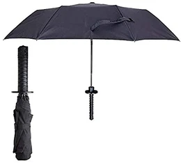 Regenschirme, Männer Ninja-ähnliche Japanische Form Taschenschirm Design Messer Falten Langgriff Schwarzer Regen Regenschirme,Schwarz,superiorquality