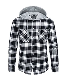 Holzfällerhemd Herren Flanell Langarm Karohemd mit Mehreren Taschen Frühling Herbst Leicht Hemdjacke Atmungsaktiv Freizeit Baumwollshirt Outdoor Schwarz M