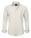 J.VER Herren Hemd Unifarben Stretch Langarm Regular Fit Businesshemd Beige