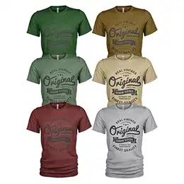 6er Pack Herren lässige T-Shirts für Jeans mit Frontprint und Rundhalsausschnitt Denim Jeans T-Shirts