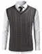 Tinkwell Herren Strickweste V-Ausschnitt Weste Fit Gestrickt Pullover Ärmellose Freizeit Business Pullunder Dunkelgrau M